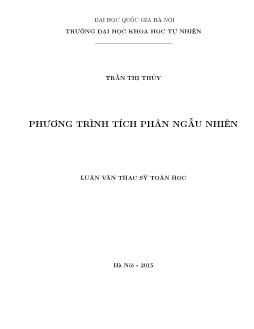 Luận văn Phương trình tích phân ngẫu nhiên