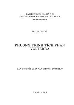 Luận văn Phương trình tích phân volterra