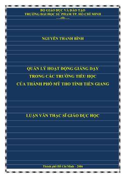 Luận văn Quản lý hoạt động giảng dạy trong các trường tiểu học của thành phố Mỹ tho tỉnh Tiền Giang