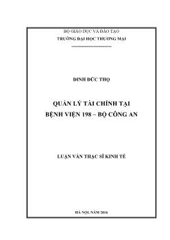 Luận văn Quản lý tài chính tại bệnh viện 198 – bộ công an