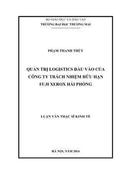 Luận văn Quản trị logistics đầu vào của công ty trách nhiệm hữu hạn fuji xerox Hải Phòng