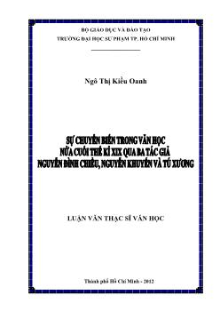 Luận văn Sự chuyển biến trong văn học nửa cuối thế kỉ XIX qua ba tác giả Nguyễn Đình Chiểu, Nguyễn Khuyến và Tú Xương