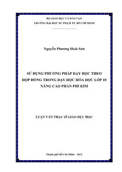 Luận văn Sử dụng phương pháp dạy học theo hợp đồng trong dạy học hóa học lớp 10 nâng cao phần phi kim