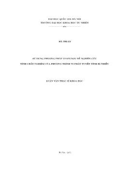 Luận văn Sử dụng phương pháp lyapunov để nghiên cứu tính chất nghiệm của phương trình vi phân tuyến tính bị nhiễu