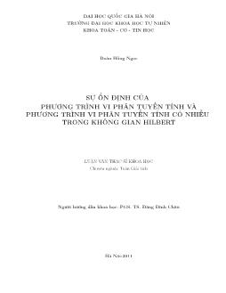 Luận văn Sự ổn định của phương trình vi phân tuyến tính và phương trình vi phân tuyến tính có nhiễu trong không gian hilbert