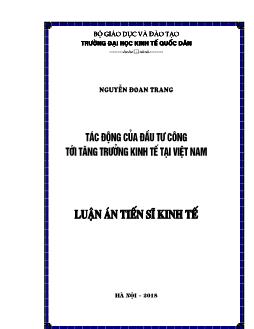 Luận văn Tác động của đầu tư công tới tăng trưởng kinh tế tại Việt Nam