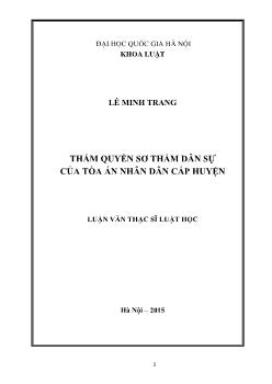 Luận văn Thẩm quyền sơ thẩm dân sự của tòa án nhân dân cấp huyện