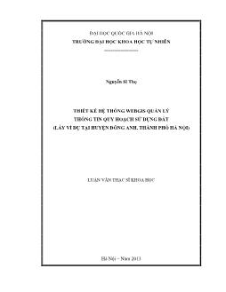 Luận văn Thiết kế hệ thống webgis quản lý thông tin quy hoạch sử dụng đất (lấy ví dụ tại huyện Đông anh, thành phố Hà Nội)