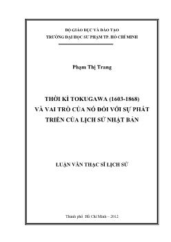 Luận văn Thời kì tokugawa (1603-1868) và vai trò của nó đối với sự phát triển của lịch sử Nhật Bản