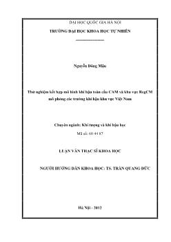 Luận văn Thử nghiệm kết hợp mô hình khí hậu toàn cầu cam và khu vực regcm mô phỏng các trường khí hậu khu vực Việt Nam