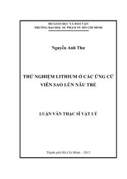 Luận văn Thử nghiệm lithium ở các ứng cử viên sao lùn nâu trẻ