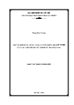 Luận văn Thử nghiệm tác dụng tăng cường miễn dịch in vitro của các chế phẩm cây trinh nữ hoàng cung