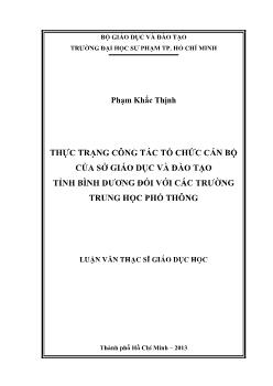 Luận văn Thực trạng công tác tổ chức cán bộ của sở giáo dục và đào tạo tỉnh Bình dương đối với các trường trung học phổ thông