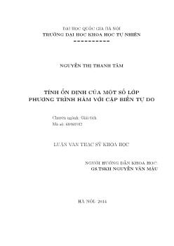 Luận văn Tính ổn định của một số lớp phương trình hàm với cặp biến tự do