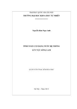 Luận văn Tính toán cân bằng nước hệ thống lưu vực sông Lam