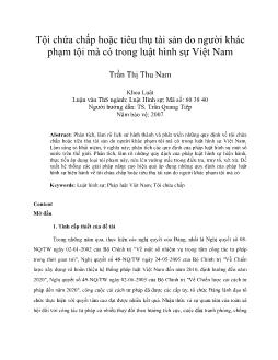 Luận văn Tội chứa chấp hoặc tiêu thụ tài sản do người khác phạm tội mà có trong luật hình sự Việt Nam