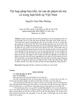 Luận văn Tội hợp pháp hóa tiền, tài sản do phạm tội mà có trong luật hình sự Việt Nam