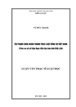 Luận văn Tội phạm chưa hoàn thành theo luật hình sự Việt Nam