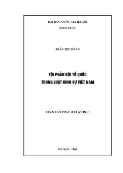 Luận văn Tội phản bội tổ quốc trong luởt hình sự Việt Nam