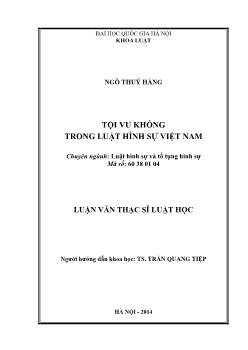 Luận văn Tội vu khống trong luật hình sự Việt Nam