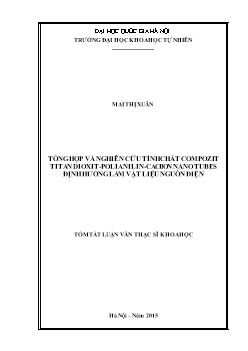 Luận văn Tổng hợp và nghiên cứu tính chất compozit Titan dioxit- Polianilnin - cacbon nano tubes định hướng làm vật liệu nguồn điện
