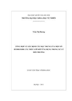 Luận văn Tổng hợp và xác định các đặc trưng của một số hydroxide cấu trúc lớp kép ứng dụng trong xử lý môi trường