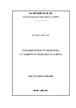 Luận văn Tổng hợp zeolit từ tro rơm rạ và nghiên cứu tính chất của chúng