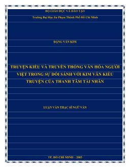 Luận văn Truyện Kiều và truyền thống văn hóa người việt trong sự đối sánh với Kim Vân Kiều truyện của thanh tâm tài nhân