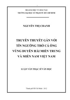 Luận văn Truyền thuyết gắn với tín ngưỡng thờ cá ông vùng duyên hải miền trung và miền nam Việt Nam