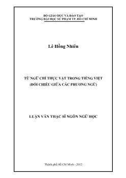 Luận văn Từ ngữ chỉ thực vật trong tiếng Việt (đối chiếu giữa các phương ngữ)