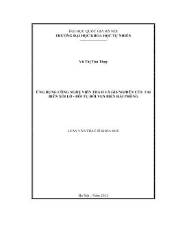 Luận văn Ứng dụng công nghệ viễn thám và gis nghiên cứu tai biến xói lở - Bồi tụ đới ven biển Hải Phòng