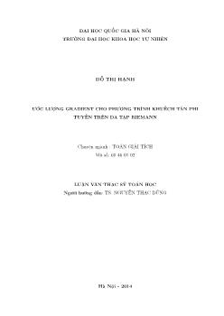 Luận văn Ước lượng gradient cho phương trình khuếch tán phi tuyến trên đa tạp riemann