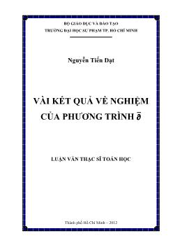 Luận văn Vài kết quả về nghiệm của phương trình ∂