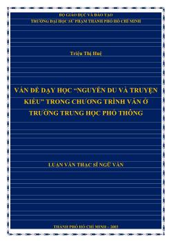 Luận văn Vấn đề dạy học “Nguyễn Du và truyện Kiều” trong chương trình văn ở trường trung học phổ thông