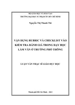 Luận văn Vận dụng rubric và checklist vào kiểm tra đánh giá trong dạy học làm văn ở trường phổ thông