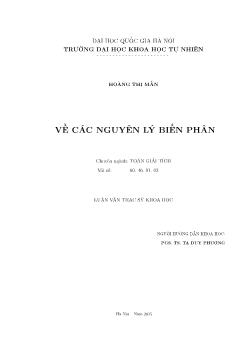 Luận văn Về các nguyên lý biến phân