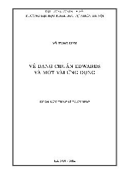 Luận văn Về dạng chuẩn edwards và một vài ứng dụng