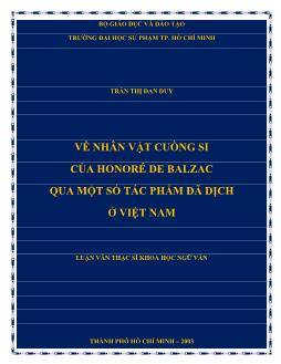 Luận văn Về nhân vật cuồng si của honoré de balzac qua một số tác phẩm đã dịch ở Việt Nam