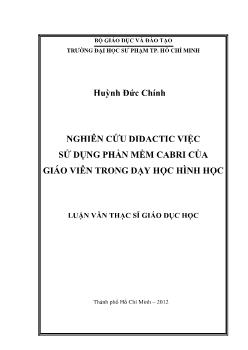 Nghiên cứu didactic việc sử dụng phần mềm cabri của giáo viên trong dạy học hình học