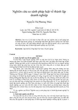 Nghiên cứu so sánh pháp luật về thành lập doanh nghiệp