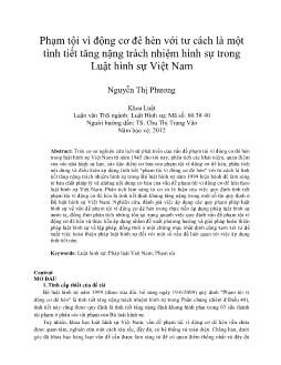 Phạm tội vì động cơ đê hèn với tư cách là một tình tiết tăng nặng trách nhiệm hình sự trong luật hình sự Việt Nam