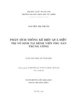 Phân tích thống kê hiệu quả điều trị vô sinh tại bệnh viên phụ sản trung ương