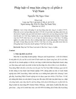 Pháp luật về mua bán công ty cổ phần ở Việt Nam