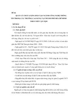Quản lý chất lượng đào tạo ngành công nghệ thông tin trong các trường cao đẳng tại thành phố Hồ Chí Minh theo tiếp cận TQM