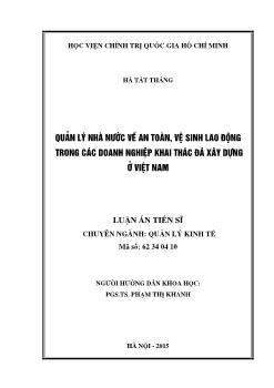 Quản lý nhà nước về an toàn, vệ sinh lao động trong các doanh nghiệp khai thác đá xây dựng ở Việt Nam