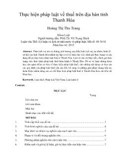 Thực hiện pháp luật về thuế trên địa bàn tỉnh Thanh Hóa