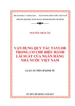 Vận dụng quy tắc taylor trong cơ chế điều hành lãi suất của ngân hàng nhà nước Việt Nam