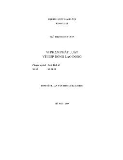 Vi phạm pháp luật về hợp đồng lao động (Chuyên ngành: Luật kinh tế)