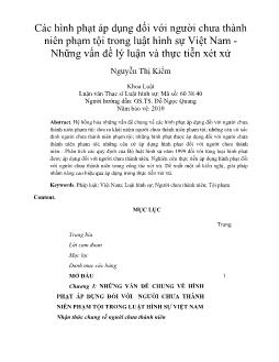 Các hình phạt áp dụng đối với người chưa thành niên phạm tội trong luật hình sự Việt Nam - Những vấn đề lý luận và thực tiễn xét xử