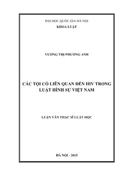 Các tội có liên quan đến hiv trong luật hình sự Việt Nam